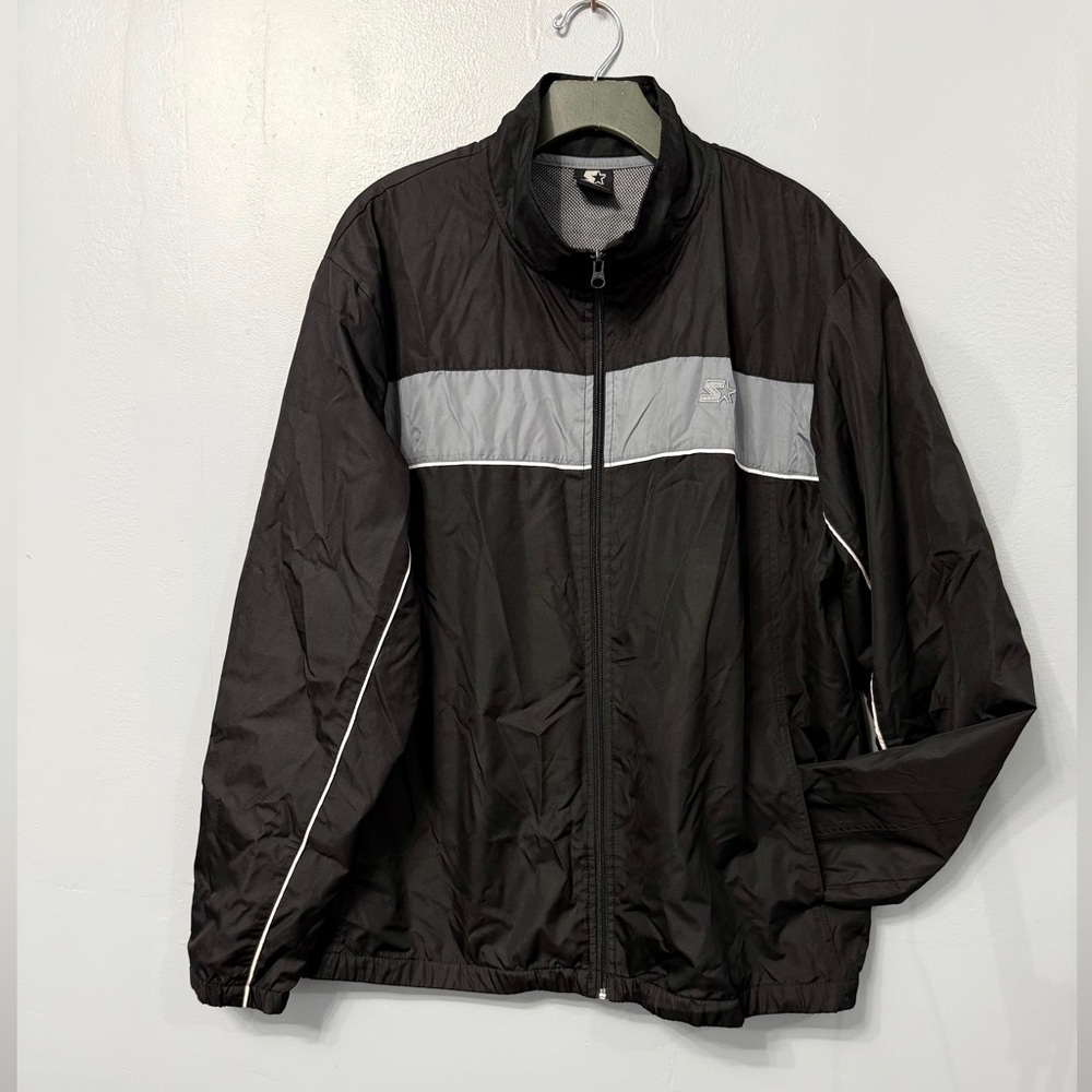 Men's Black and Gray Windbreak Jacket with Mesh Lining
